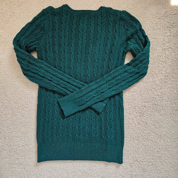 Green Cable Knit Sweater TALL - Picture 3 of 3